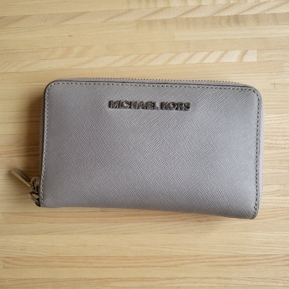 Michael Kors Taupe Zip Wallet